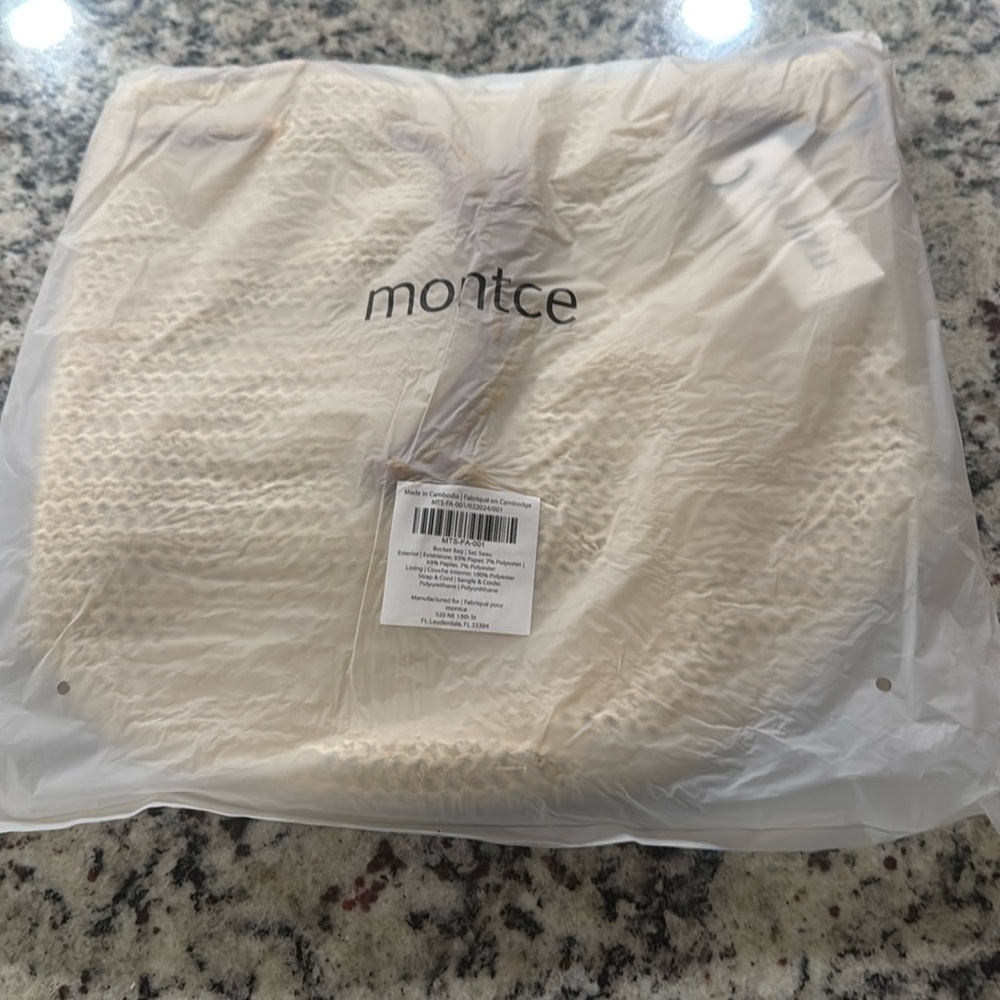 Brand new Montce Straw Bucket Bag